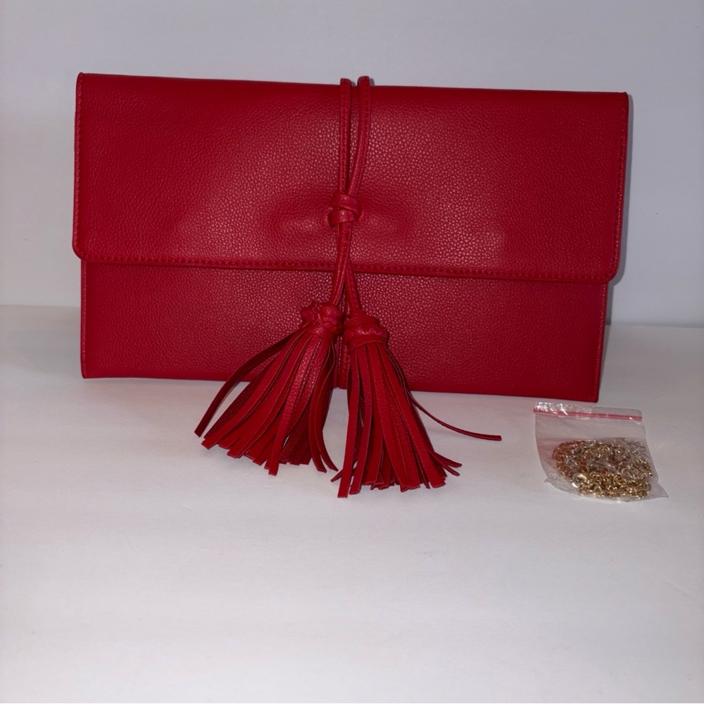 Lulus Women's Indra Red Tassel Clutch